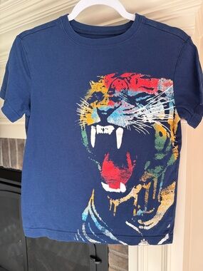 Crazy 8 Navy Tee with Multicolor Roaring Lion Graphic
